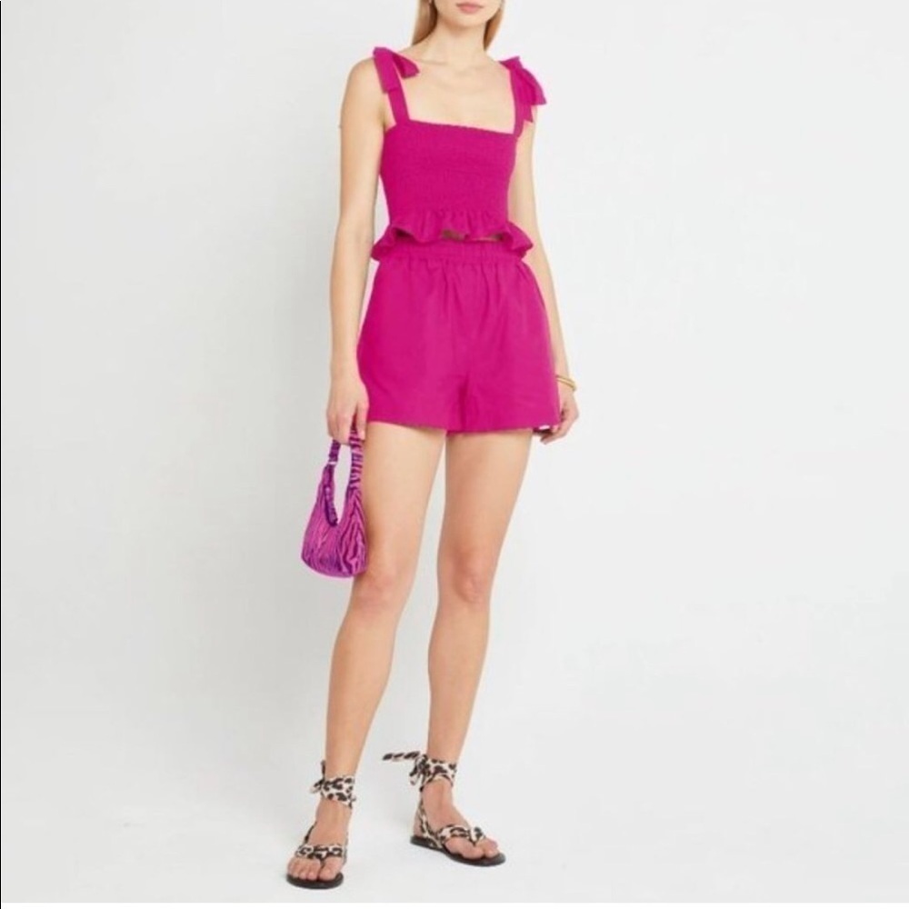 Revolve Kourt Linen Juniper Two Piece Set in Hot Pink Medium NWT